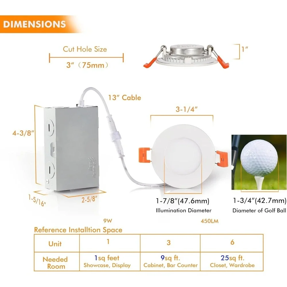 CLOUDY BAY 3in Smart‎ LED Recessed Light RGB WiFi Alexa Google 6 Pack IC